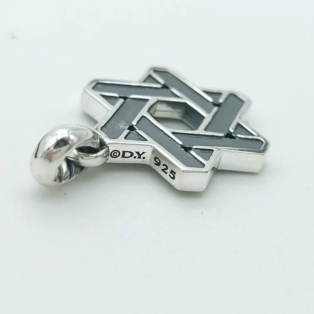 David Yurman Sterling Silver 19mm Star of David Amulet Tag Pendant